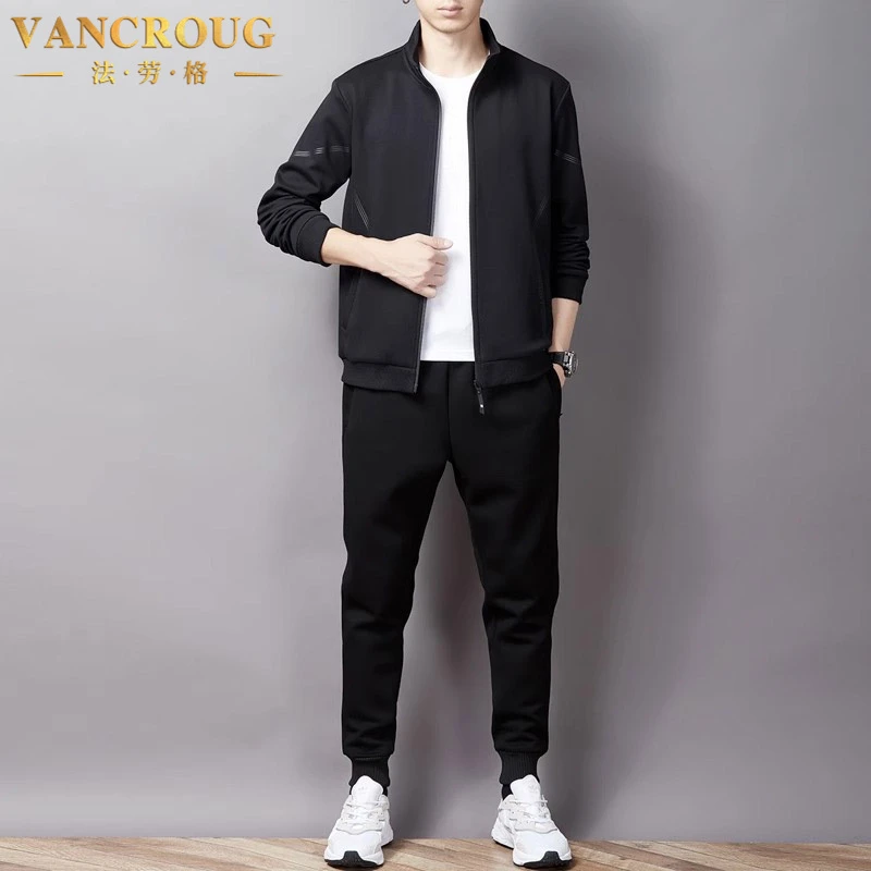 VANCROUG/法劳格休闲运动套装男士秋季新款潮流百搭搭配休闲套装