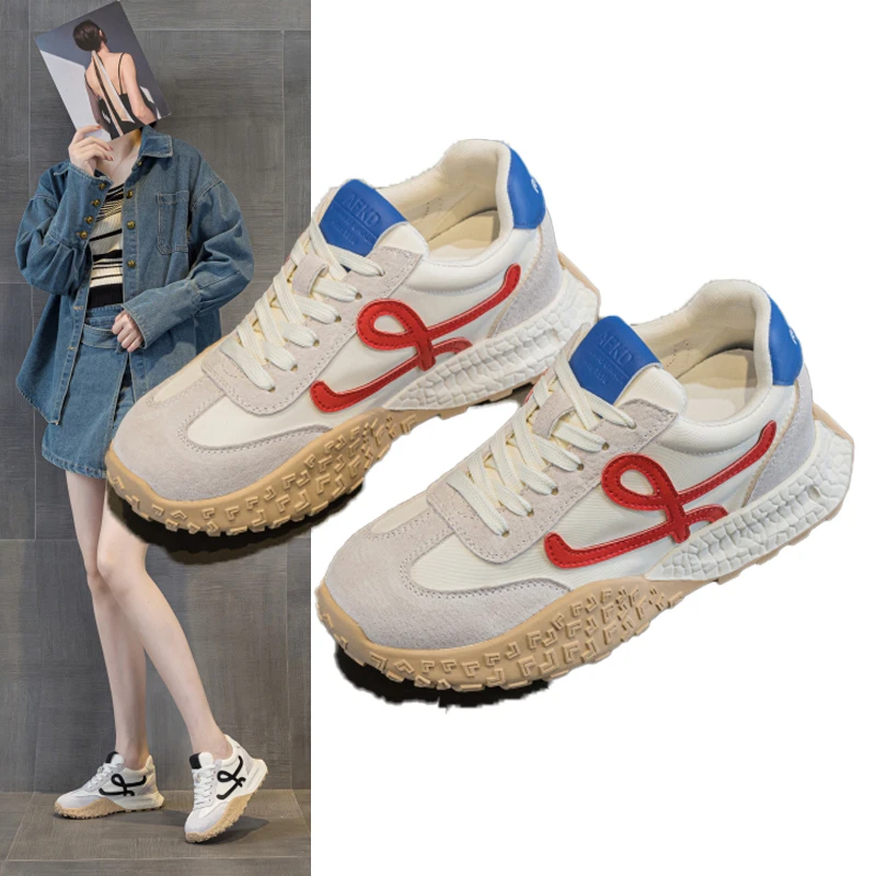 内增高7cm厚底休闲德训鞋女ins韩版不累脚真皮小白鞋2025秋季爆款