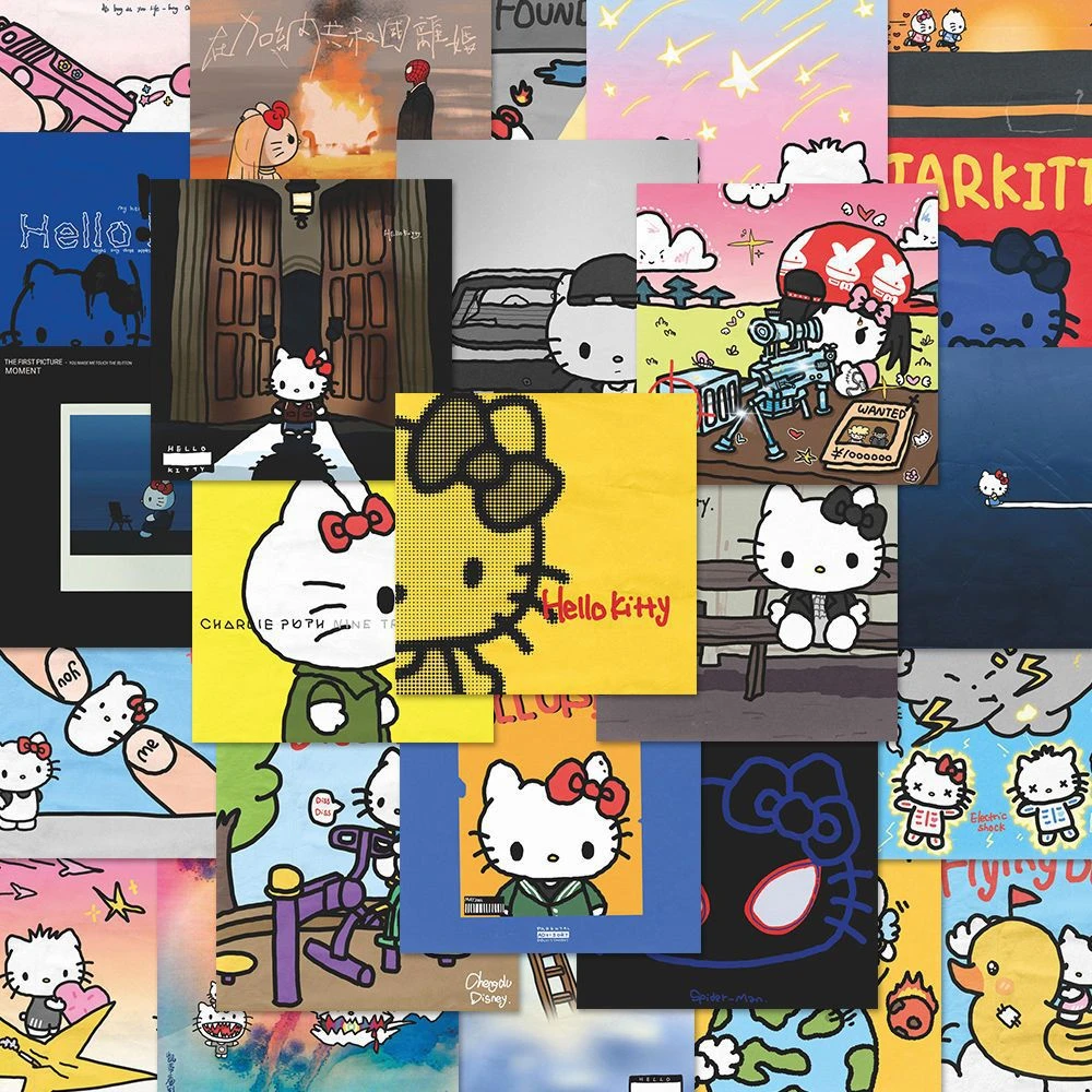 【喵喵】160张kt猫专辑封面贴纸创意ins风高颜值卡通diy装饰贴画