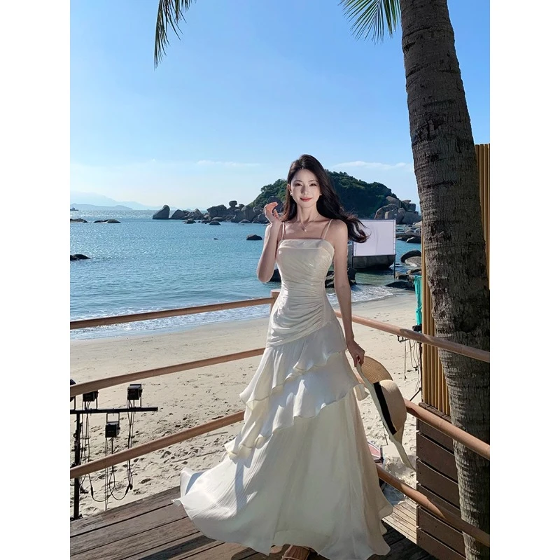 海边度假小众轻奢高端吊带连衣裙成人礼鱼尾生日礼服年会气质长裙