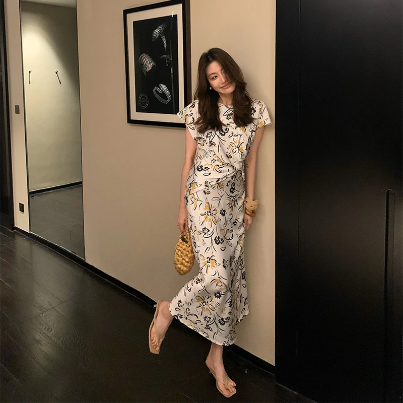 【ALONE SAVOR】贵妇印花收腰连衣裙P038
