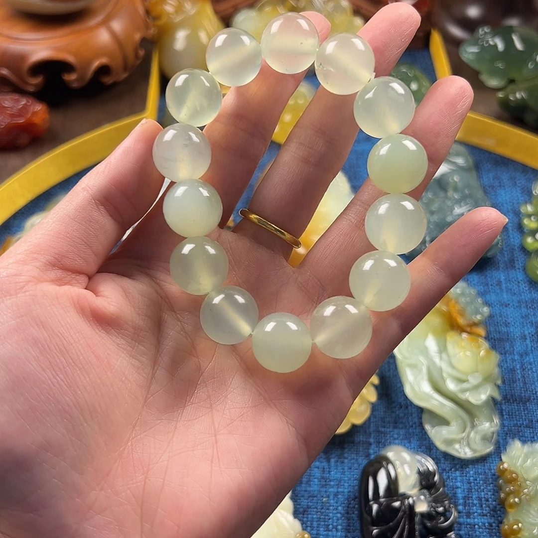 蛇纹石玉合金手链