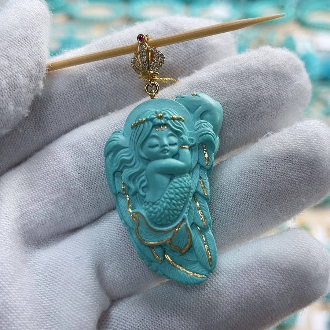 绿松石珠宝奇石18K金镶嵌