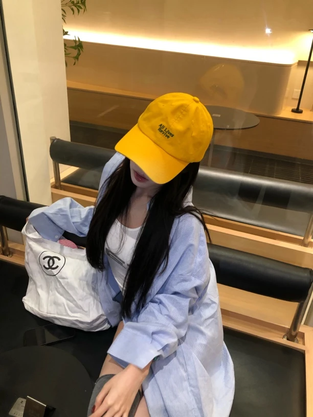 美式复古水洗做旧字母棒球帽女宽帽檐大头围显脸小软顶鸭舌帽子男