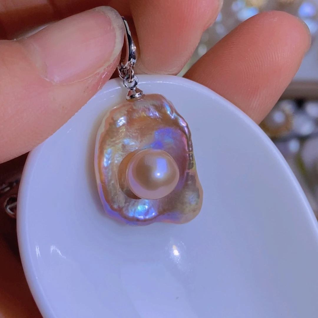 银S925镶嵌天然淡水珍珠淡水珍珠