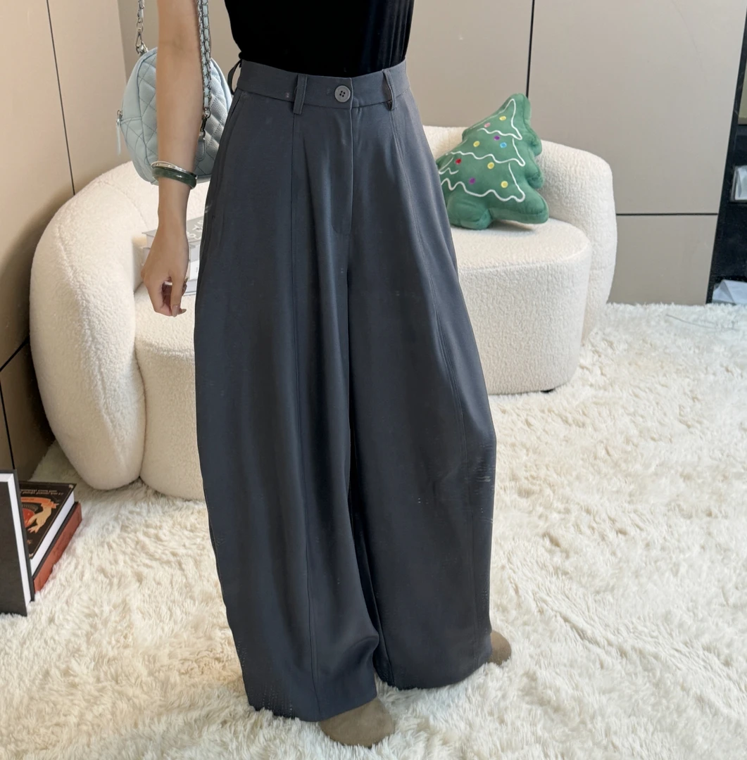 高腰黑色直筒西装百搭休闲裤微胖高个子裤子休闲风