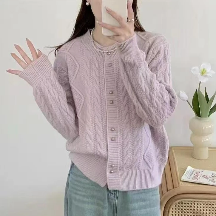 5017新款韩版软糯慵懒温柔风高级感小个子毛衣开衫外套