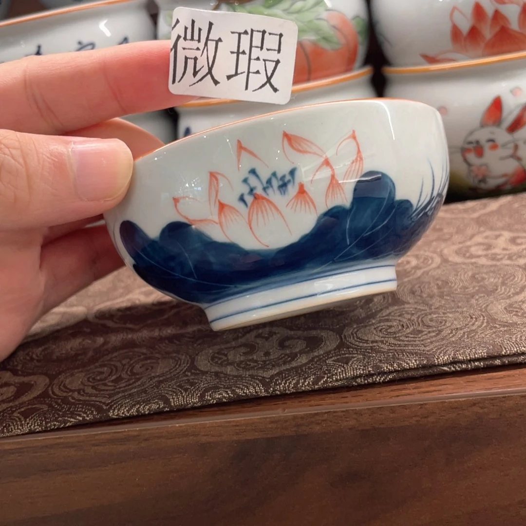 釉下手绘茶具微瑕