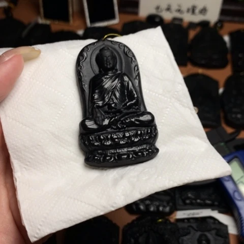 天然缅甸a货钢琴黑挂件