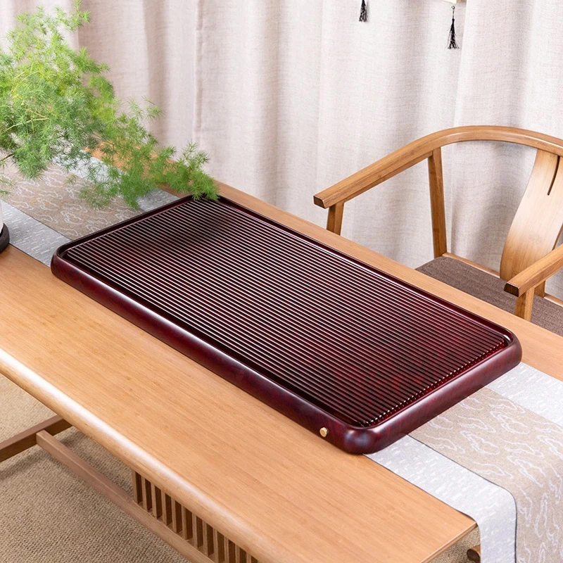 （活动）顺意新中式红实木茶盘酒红色家用客厅办公室简约功夫新中式