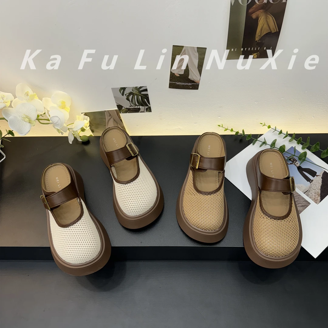 【卡芙琳shoes】厚底增高勃肯鞋女2025新款外穿包头镂空透气凉拖鞋