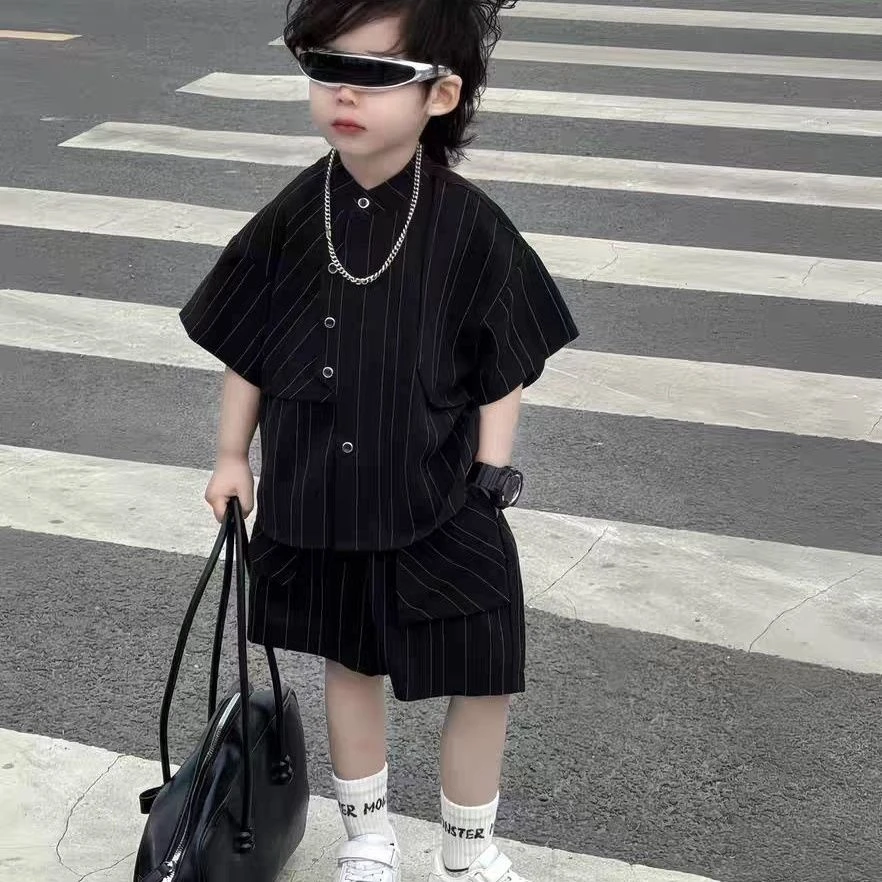 儿童装男童夏装套装2025年新款网红夏季短袖男孩洋帅气时髦潮衣服