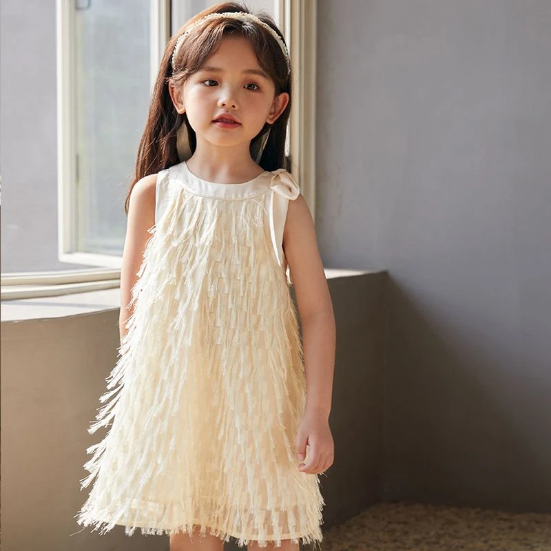 女童夏季连衣裙新款流苏洋气宝宝夏装背心裙子2025儿童公主公主风