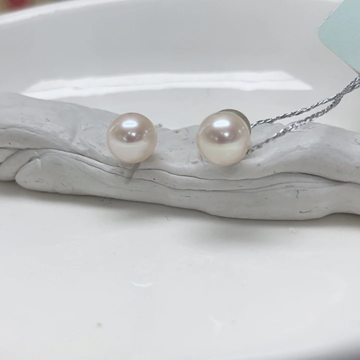 耳饰淡水珍珠银S925镶嵌淡水无核 6-7mm 56号