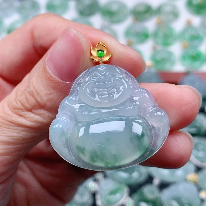 翡翠吊坠(不含链)18K金镶嵌