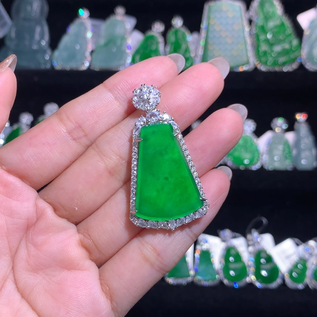 【闪购商品】翡翠银S925镶嵌颈饰天然翡翠