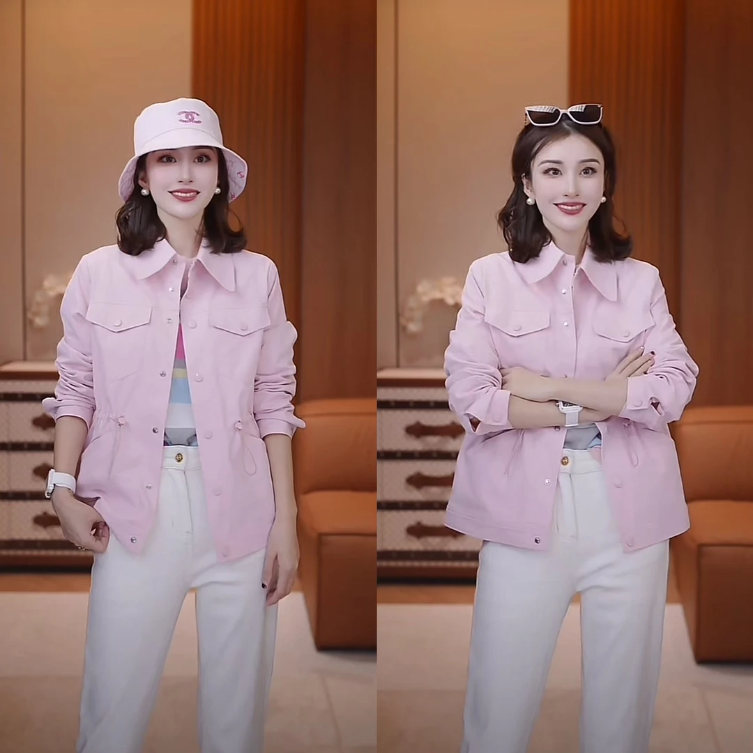 JDND轩羽【面若桃花】时尚翻领百搭风衣外套XY254004