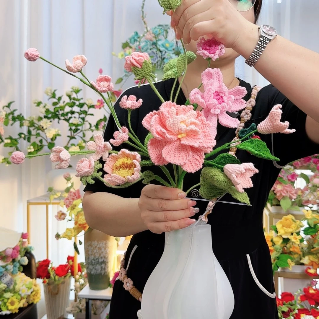 莱赛尔纤维棉手工钩织花束