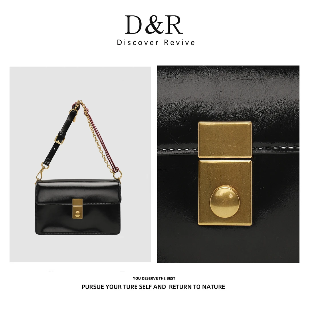 Discover Revive经典单肩斜挎简约百搭小方包E548-黑