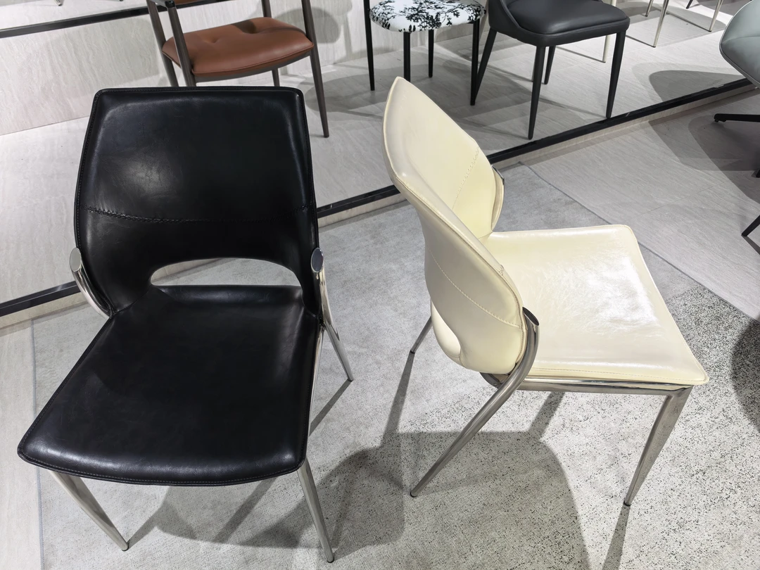 意式极简轻奢洽谈椅无扶手设计师推荐新款简约不锈钢家用艺术餐椅