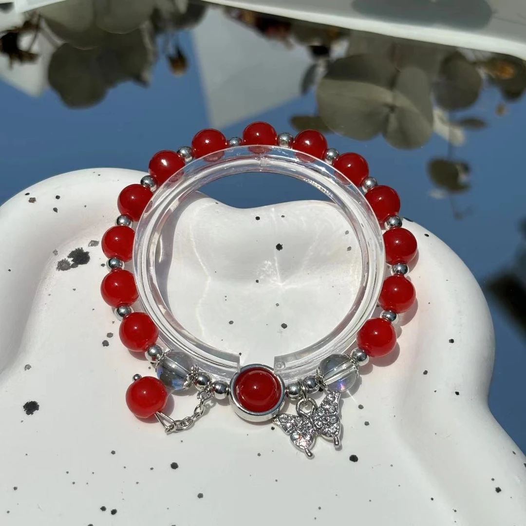 非金属玻璃手链 蝴蝶猫眼手串气质百搭素款小众复古高定简约轻奢