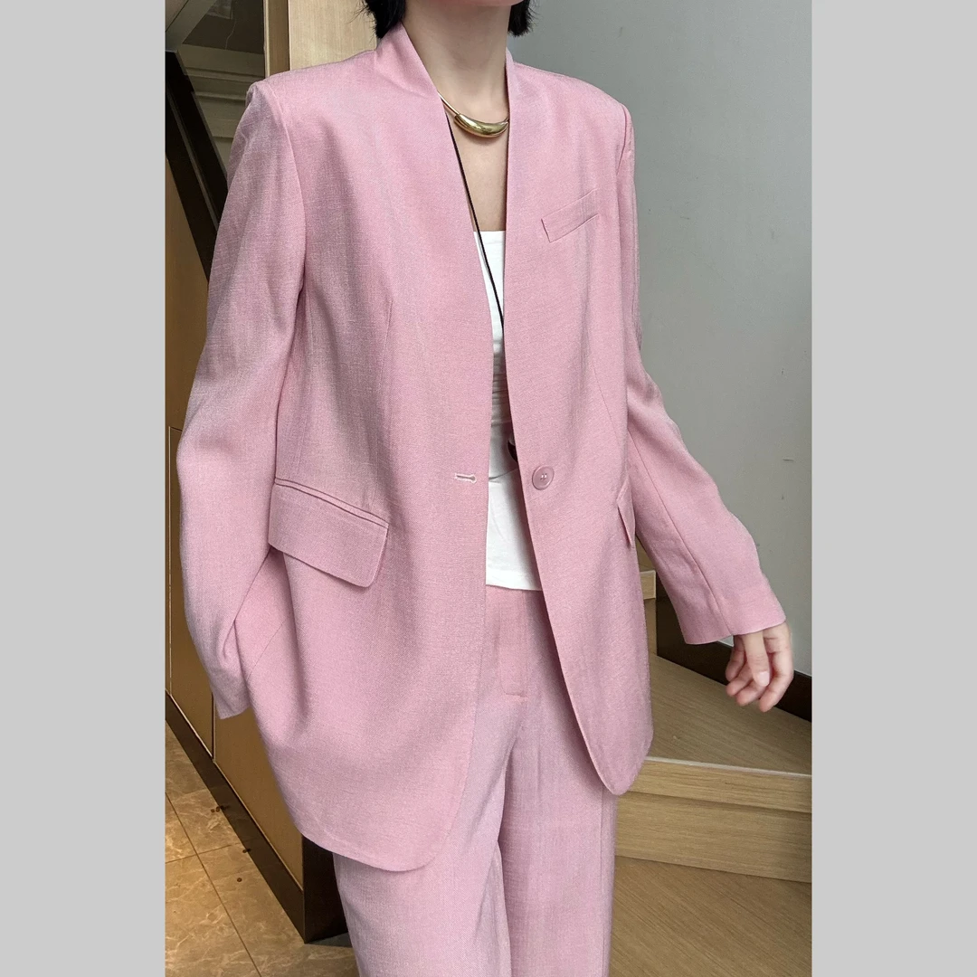 静奢风时尚西服套装薄款老钱风上衣通勤轻职风夏季女装韩版休闲