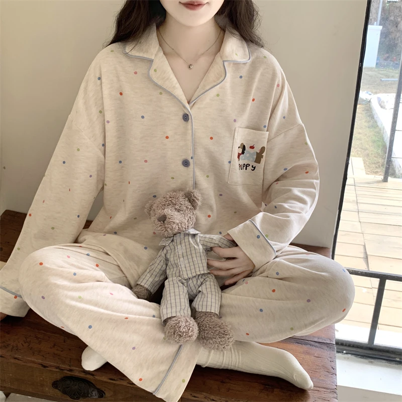 德绒女士睡衣保暖长袖长裤翻领开衫冬季2025新款家居服套装可外穿