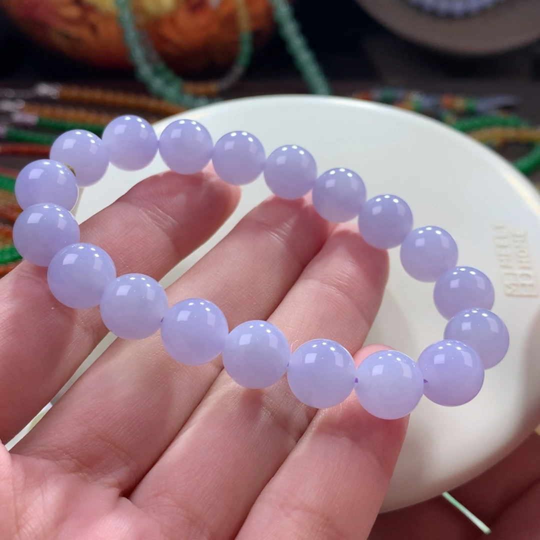 未镶嵌手链翡翠翡翠冰胶底梦幻粉紫卡10+