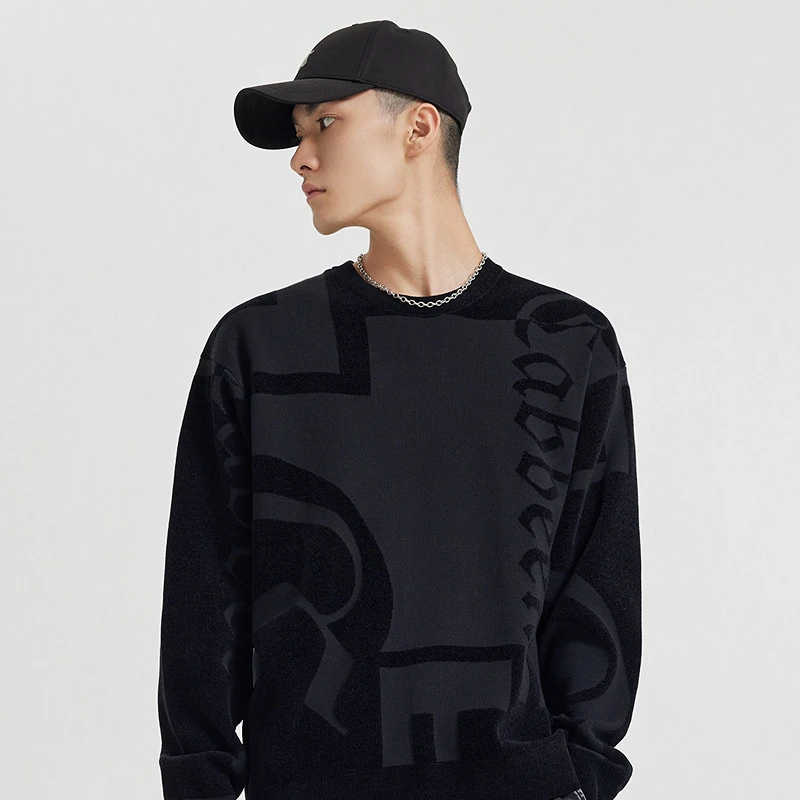 卡宾男装提花针织衫25秋冬新款毛衣W休闲加厚保暖线衫3244107013