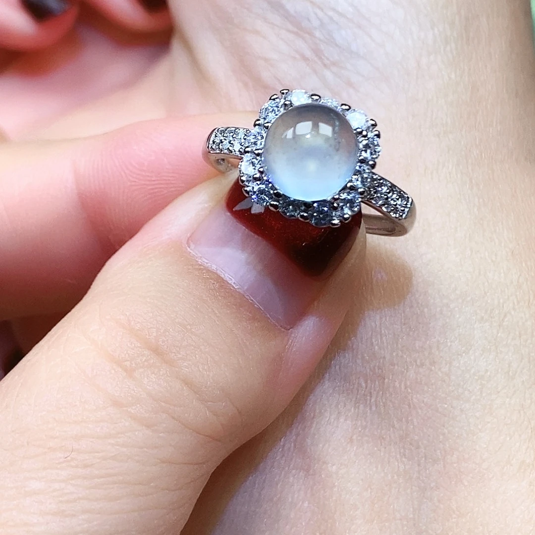 b***呆蛇纹石玉银S925镶嵌戒指