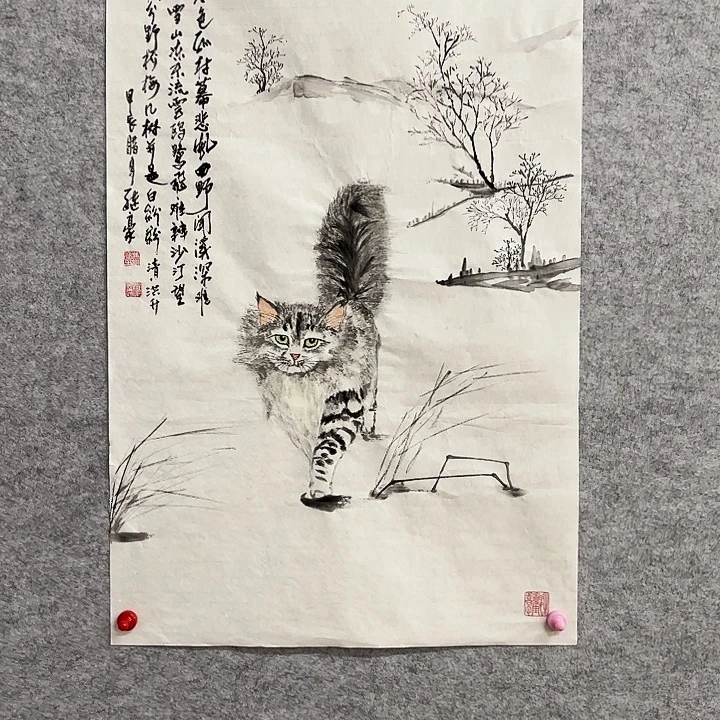 国画花鸟等图案为一体而
