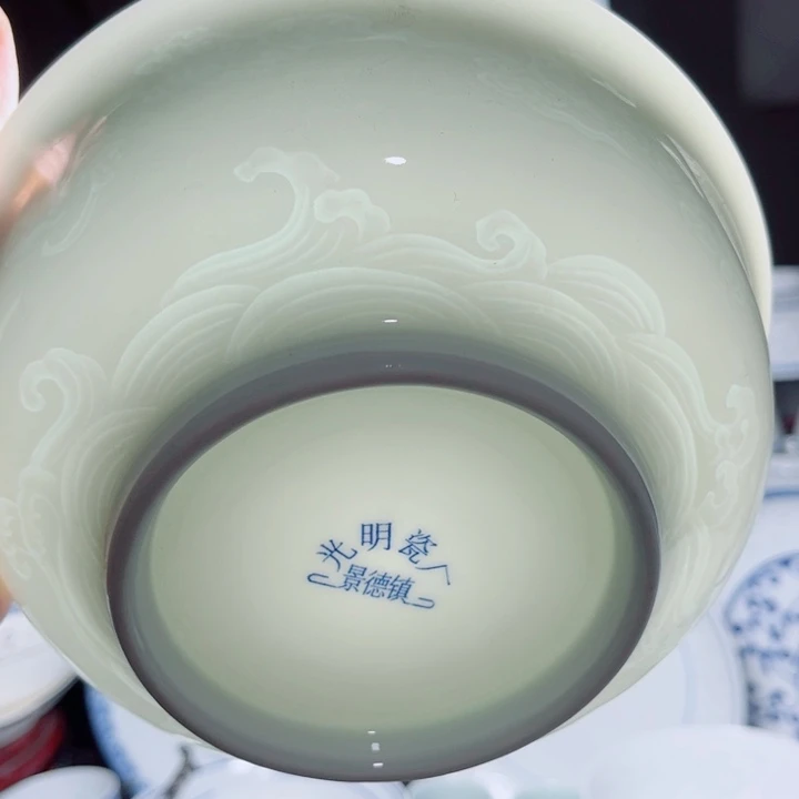 青花玲珑7寸面碗祥云