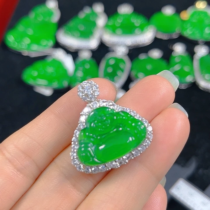 翡翠银S925镶嵌吊坠(不含链)