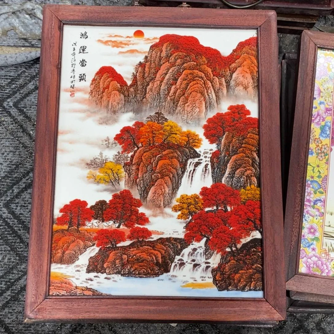 瓷片37*28 景德镇瓷板画柴窑烧制