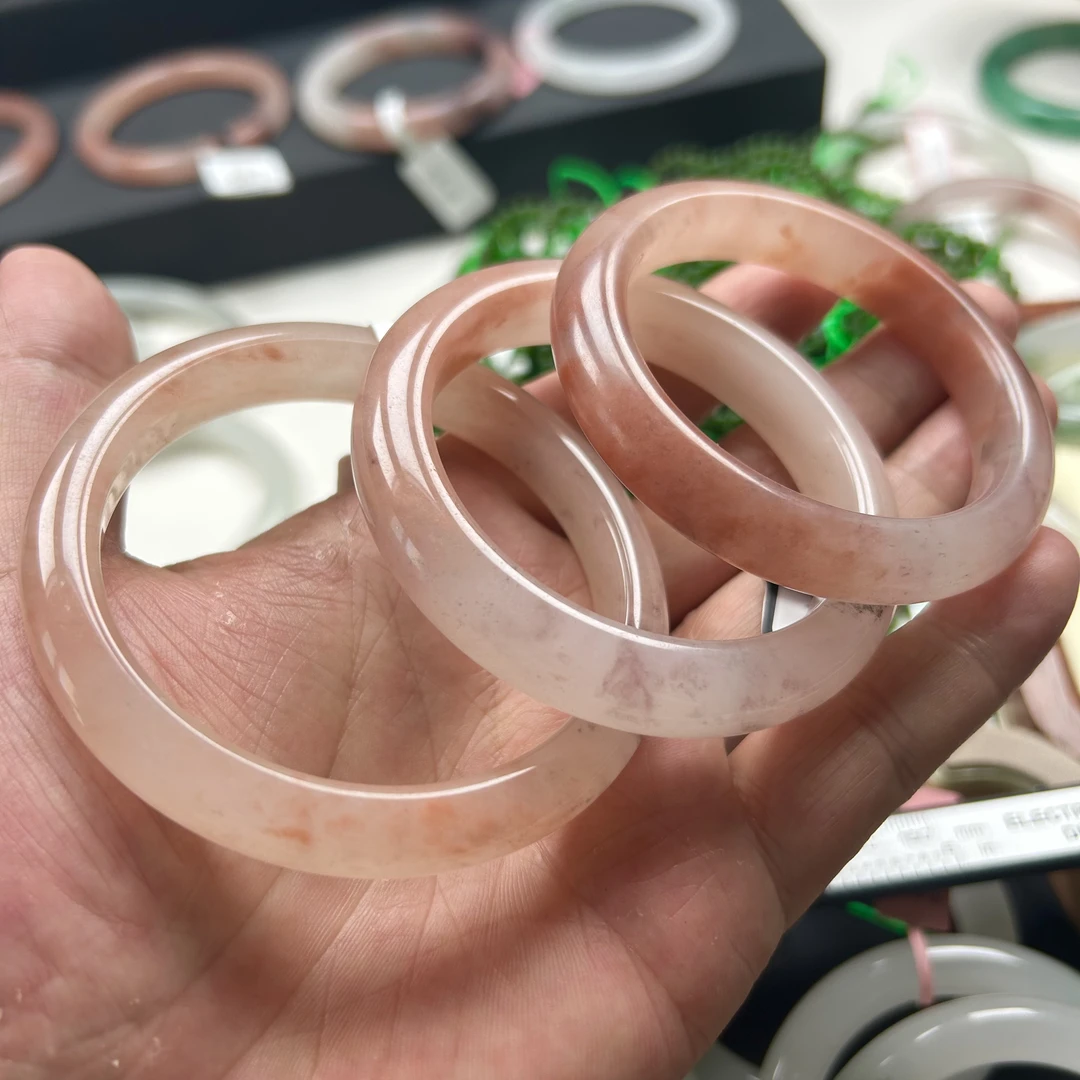 正品上等天然金丝玉手镯桃花酿天山翠手镯送老婆送女友随机发货