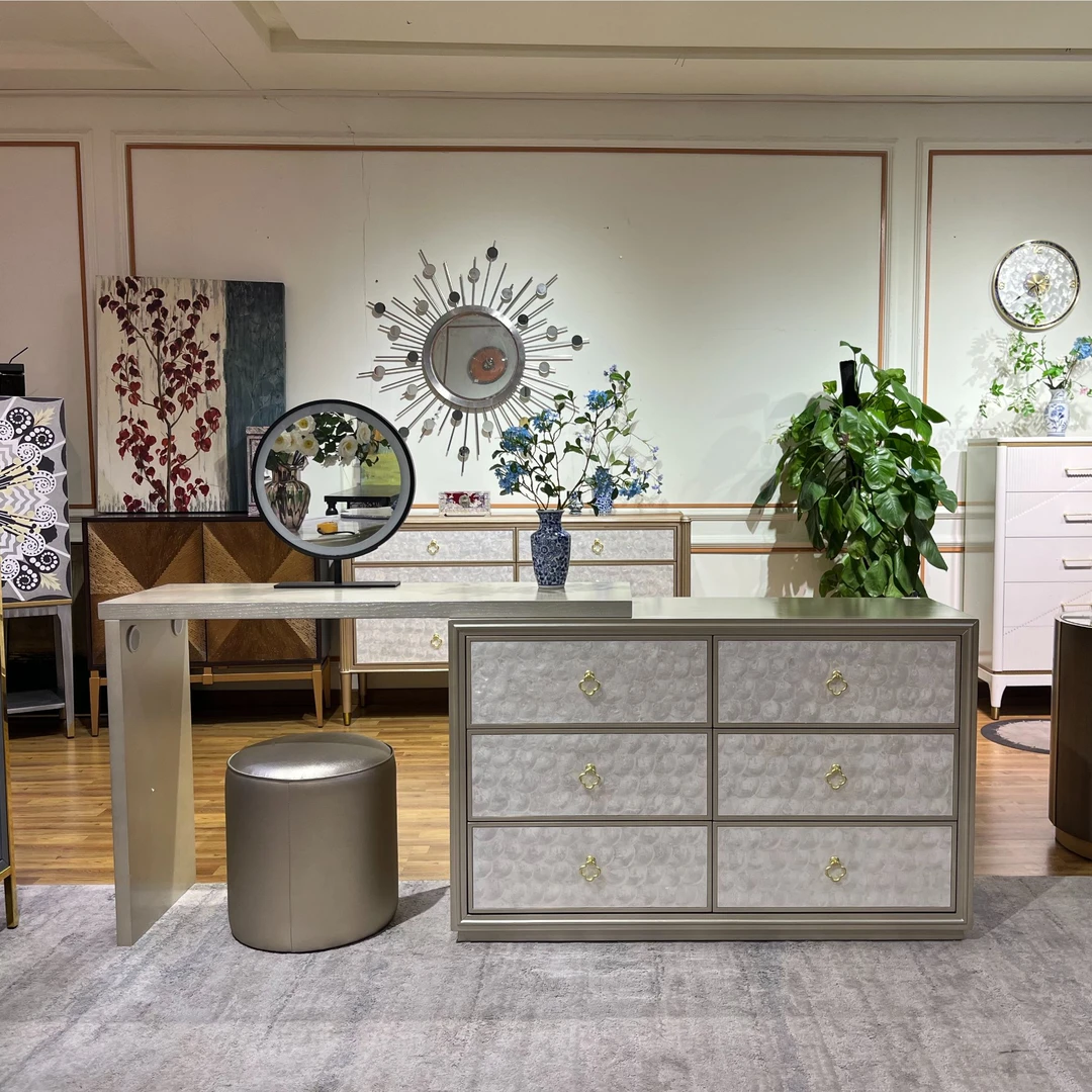 贝壳后现代意式梳妆台别墅收纳柜储物柜美式家用轻奢