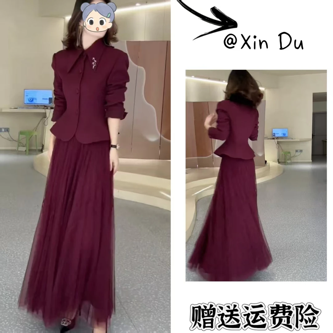 2025秋季新款时尚显瘦气质女士网红洋气两件套百搭款D23804