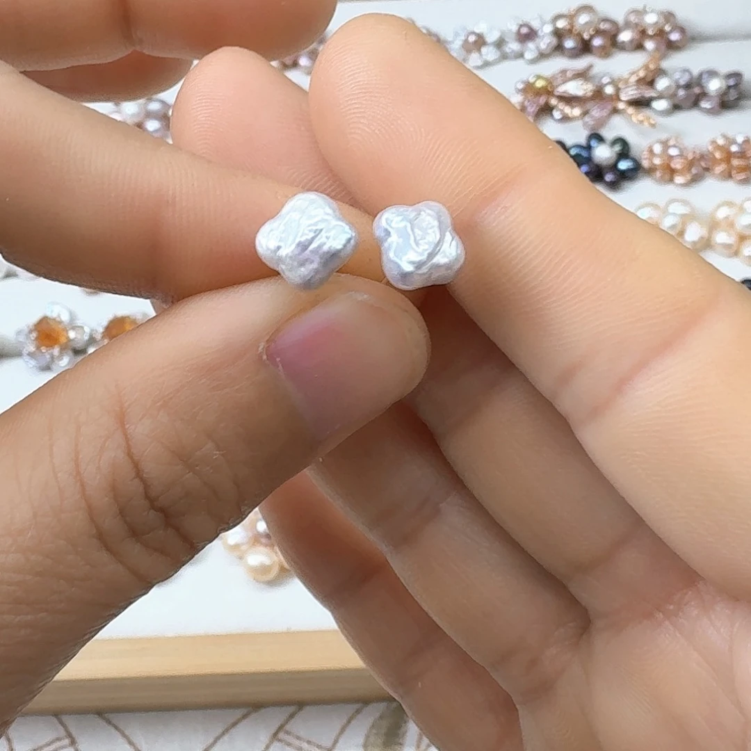 银S925镶嵌淡水珍珠耳饰