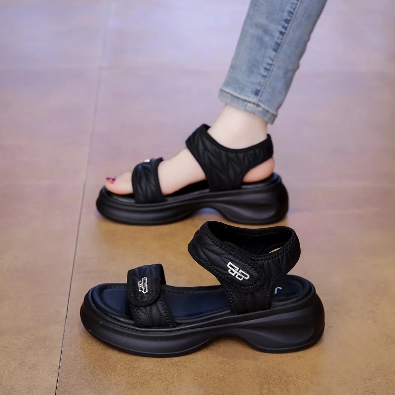 时尚休闲凉鞋女松糕厚底2025年新款爆款夏季女士运动罗马鞋小香风