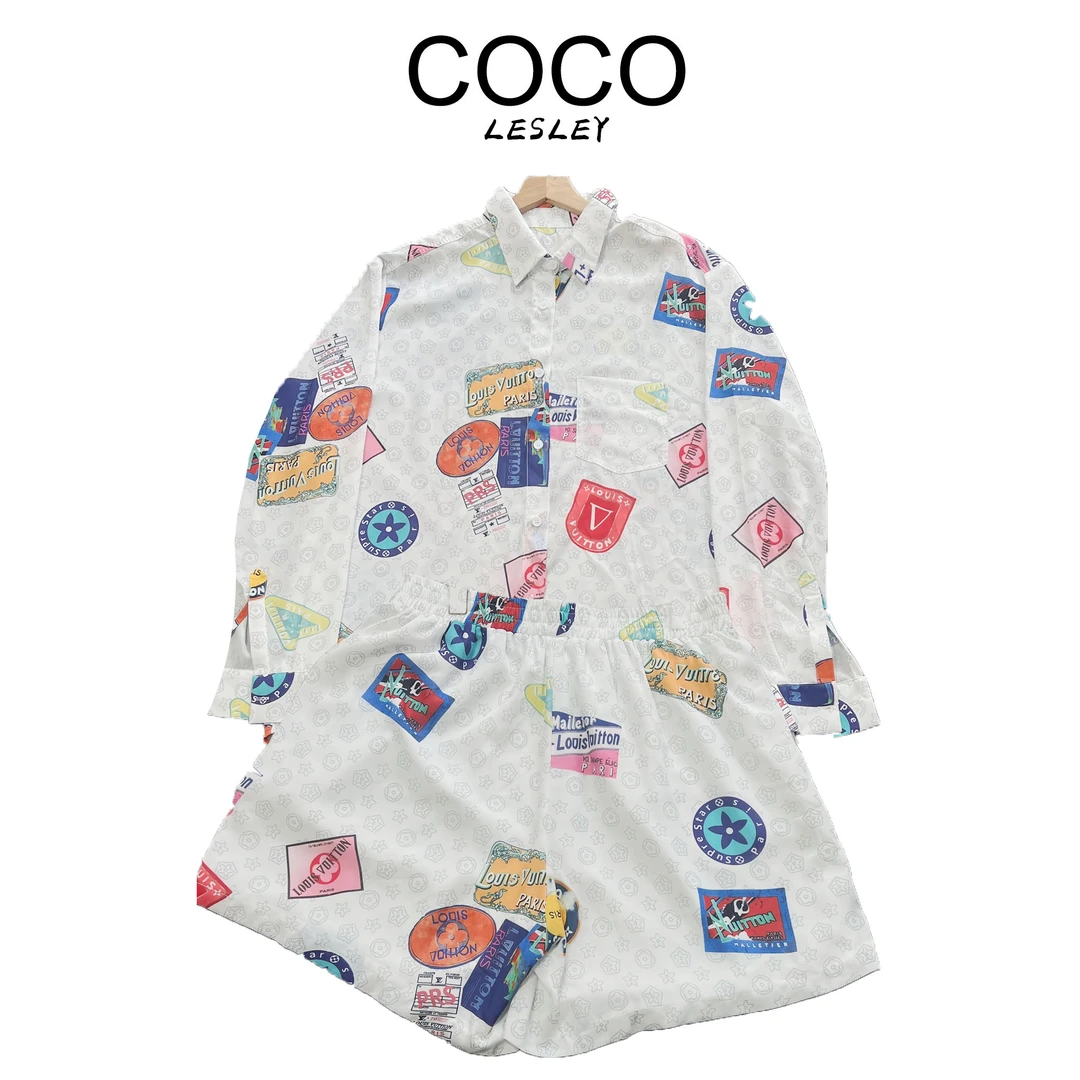 【COCO LESLEY】新款网红女装休闲秋夏季刺绣印花时尚套装-9304