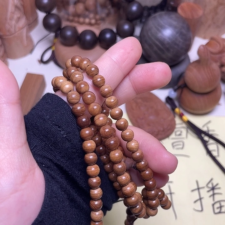 檀香木手串/手链老山檀香0.6/108黑肉满纹沉