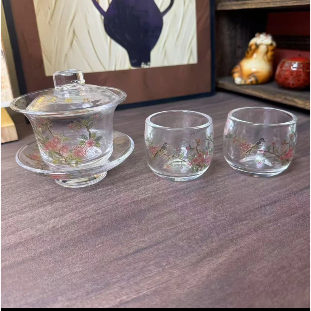 喜上眉梢水晶盖碗➕两主人杯