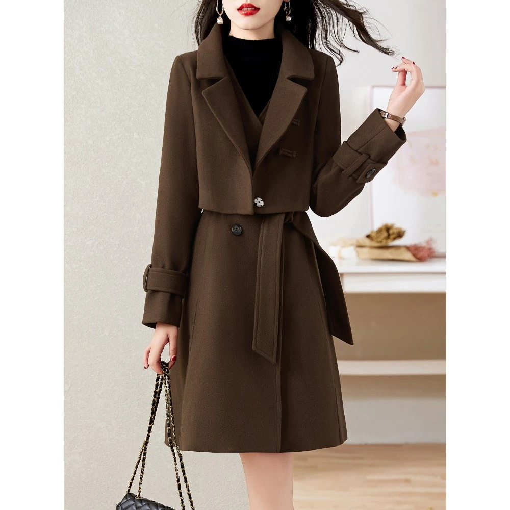 2024冬季新款覆古加厚高端西装裙夹克羊毛女装两件套