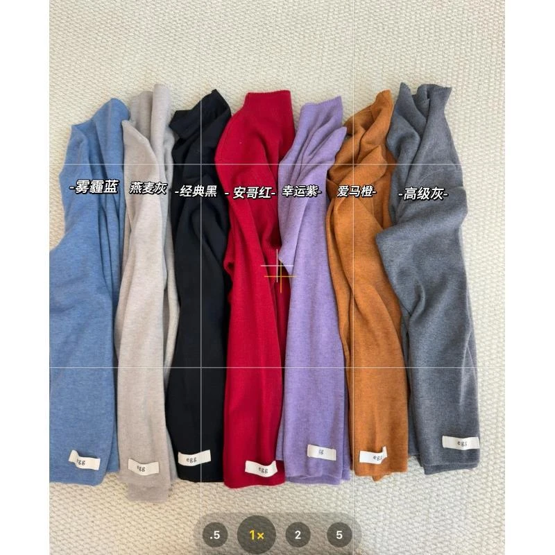 秋冬韩版新款修身显瘦纯色百搭高领上衣长袖针织毛衣女Q42