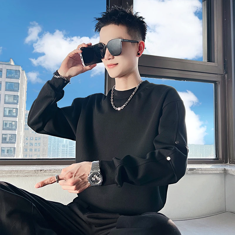 假两件男生卫衣春季2025新款潮牌圆领长袖T恤秋装男士外套上衣服