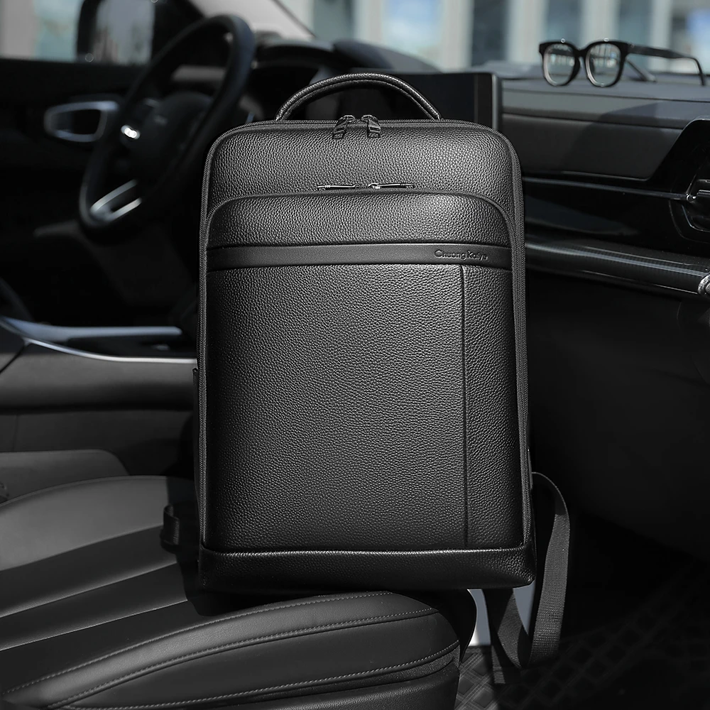 新款男士双肩包商务通勤真皮出差旅行包双背头层牛皮电脑包轻奢