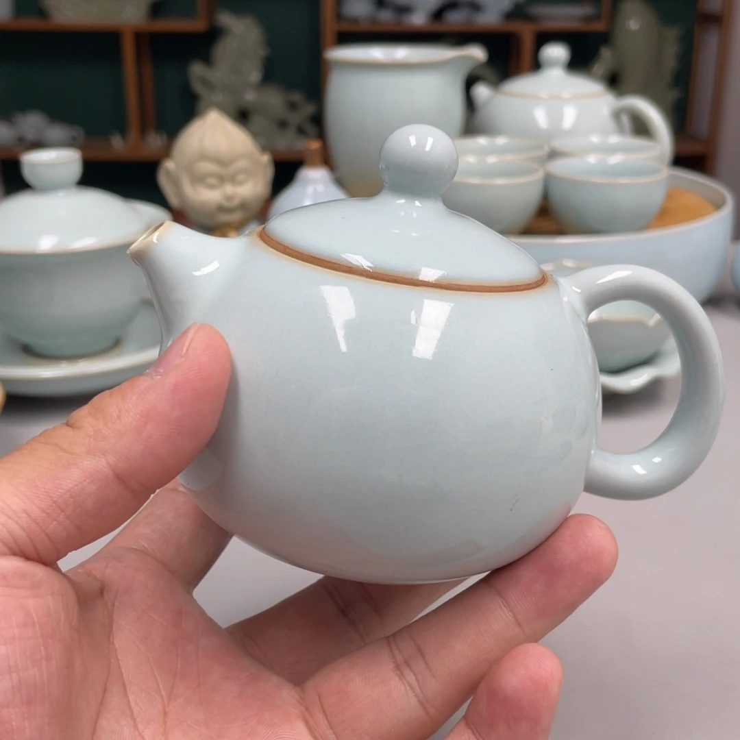 马***民瓷天青色瑕张君老师西施壶