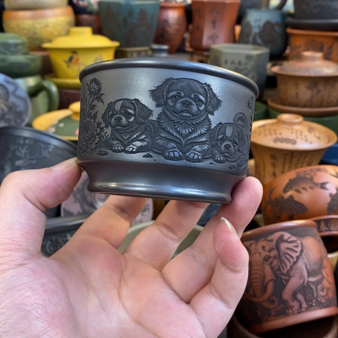 紫砂杯子宜兴全手工紫砂杯