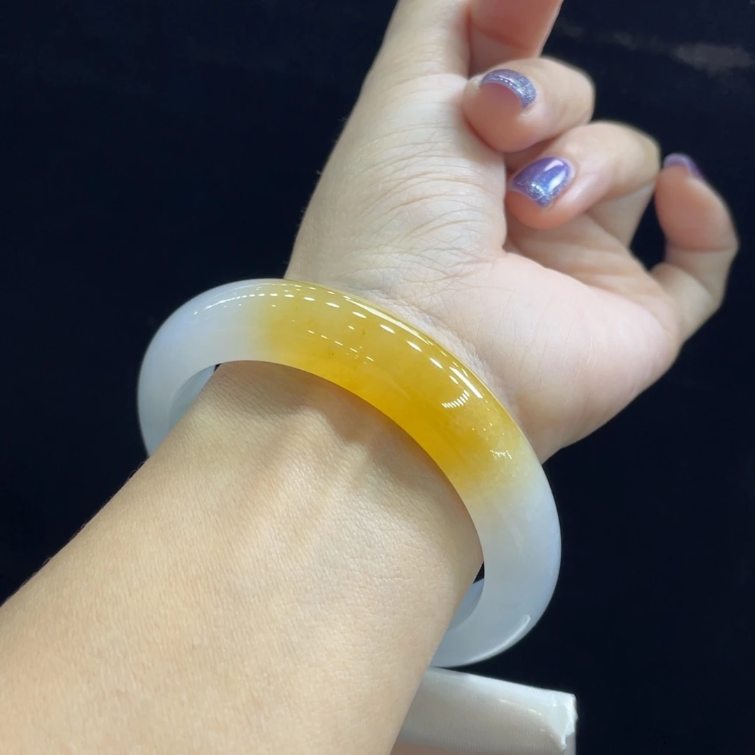 翡翠未镶嵌手镯16号 56+正圈 日照金山