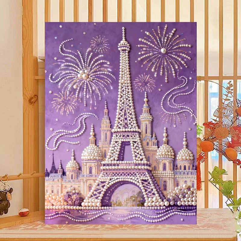 diy浪漫珍珠梦幻城堡手工钻石画珍珠画生日快乐创意摆件闺蜜礼物